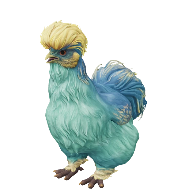 Silkie Chicken — Aqua with Yellow