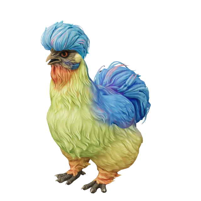 Silkie Chicken — Blue with Red Beard